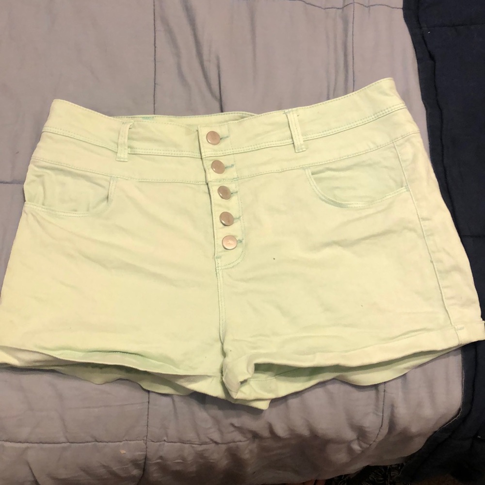 High waisted button up shorts